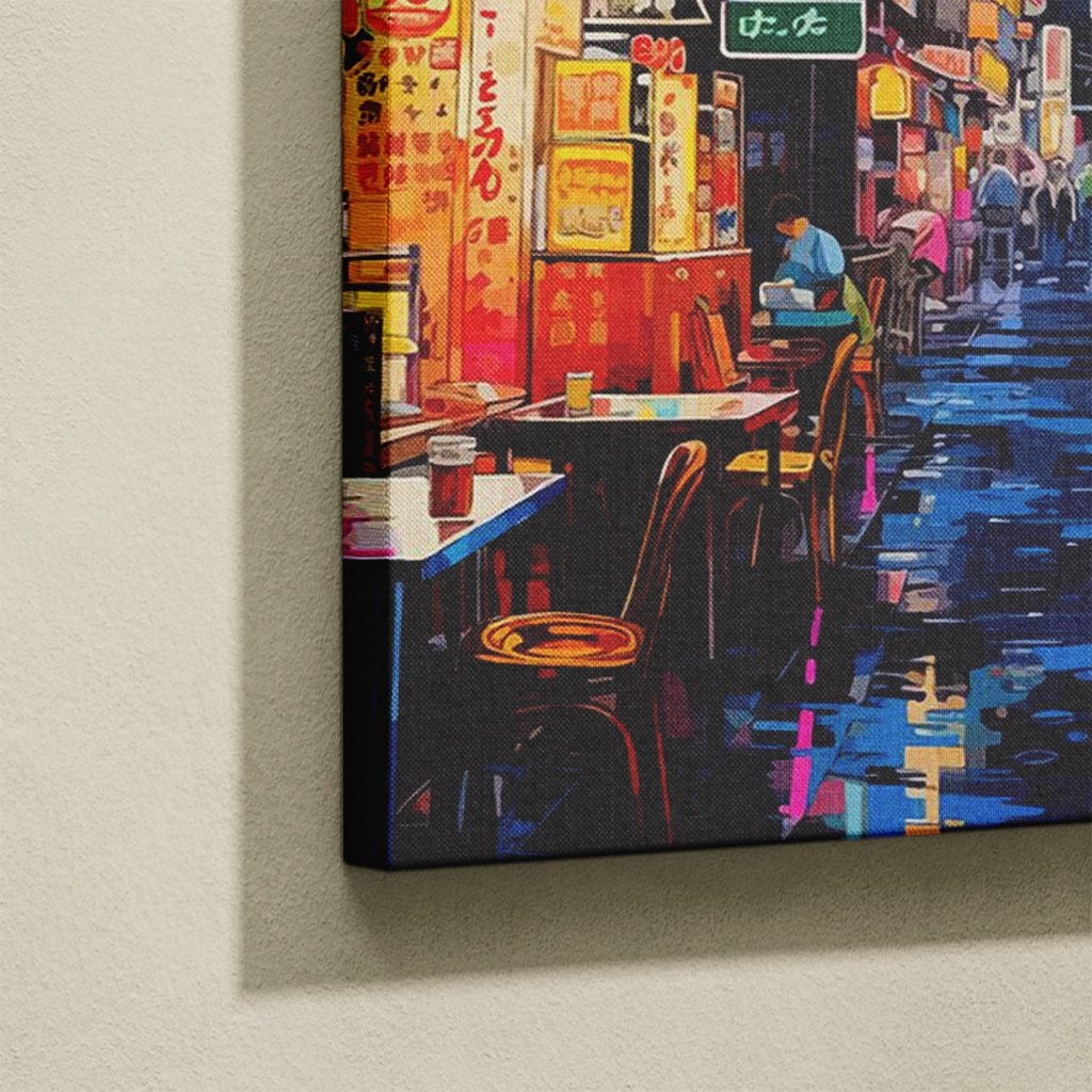 Tableau Cyberpunk Salon Ruelle Nuit Néon Tokyo