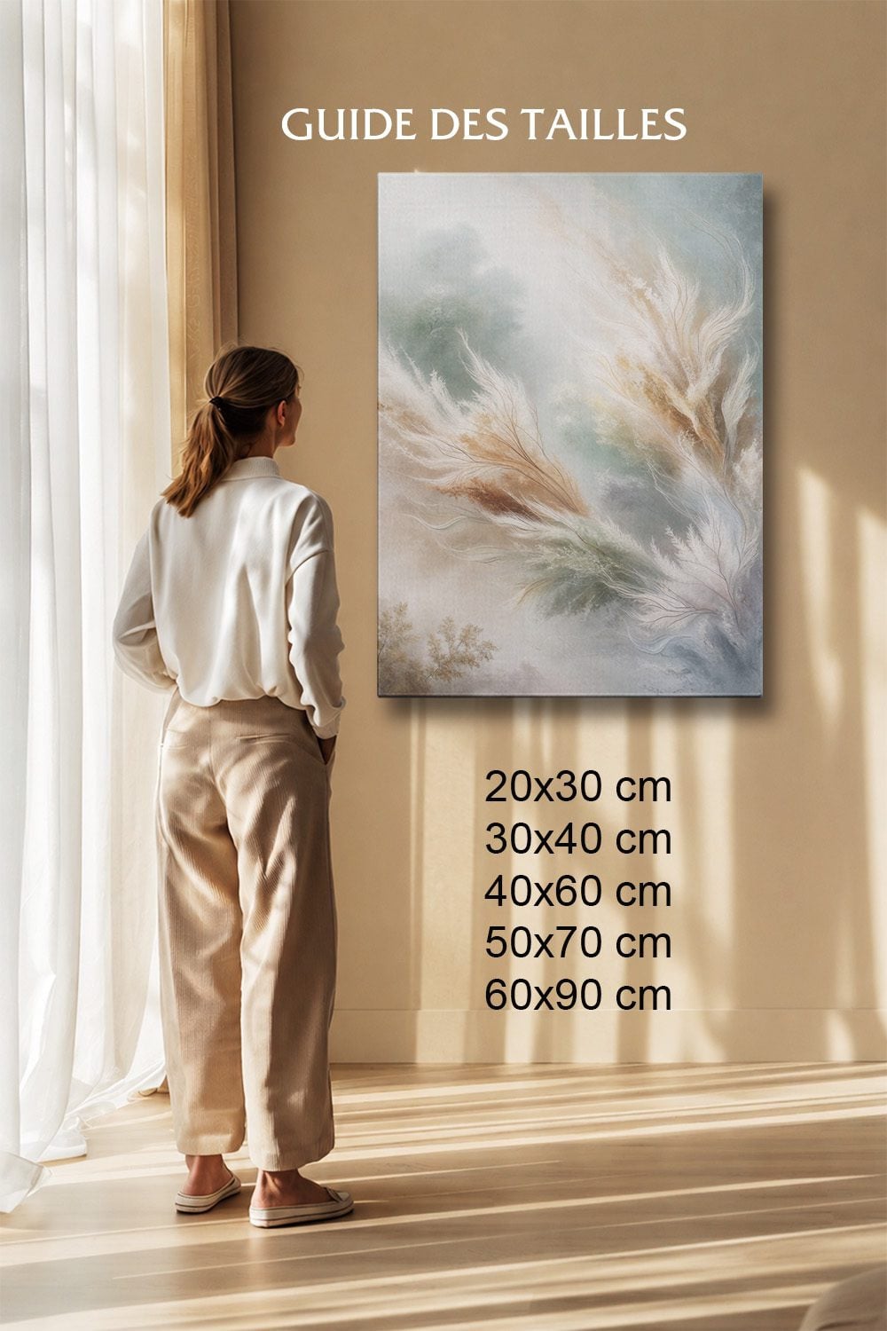 Tableau Nature Salon Herbes de Pampa Tons Neutres