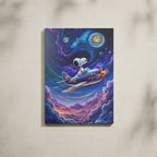 Tableau Cartoon Salon Snoopy Pilote Galaxie Cosmique