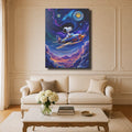 Tableau Cartoon Salon Snoopy Pilote Galaxie Cosmique