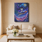 Tableau Cartoon Salon Snoopy Pilote Galaxie Cosmique