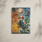 Tableau Anime Salon Sacha Équipe Starters Pokémon Poster