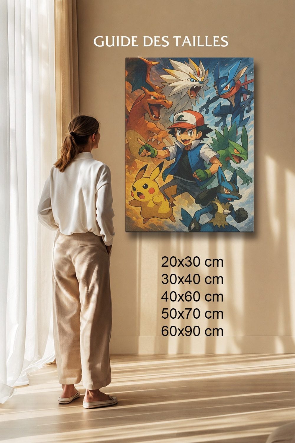 Tableau Anime Salon Sacha Équipe Starters Pokémon Poster