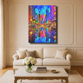 Tableau Pop Art Salon New York Skyline Néon Coloré