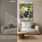 Tableau Cartoon Salon Snoopy Hip-Hop Écouteurs Boombox