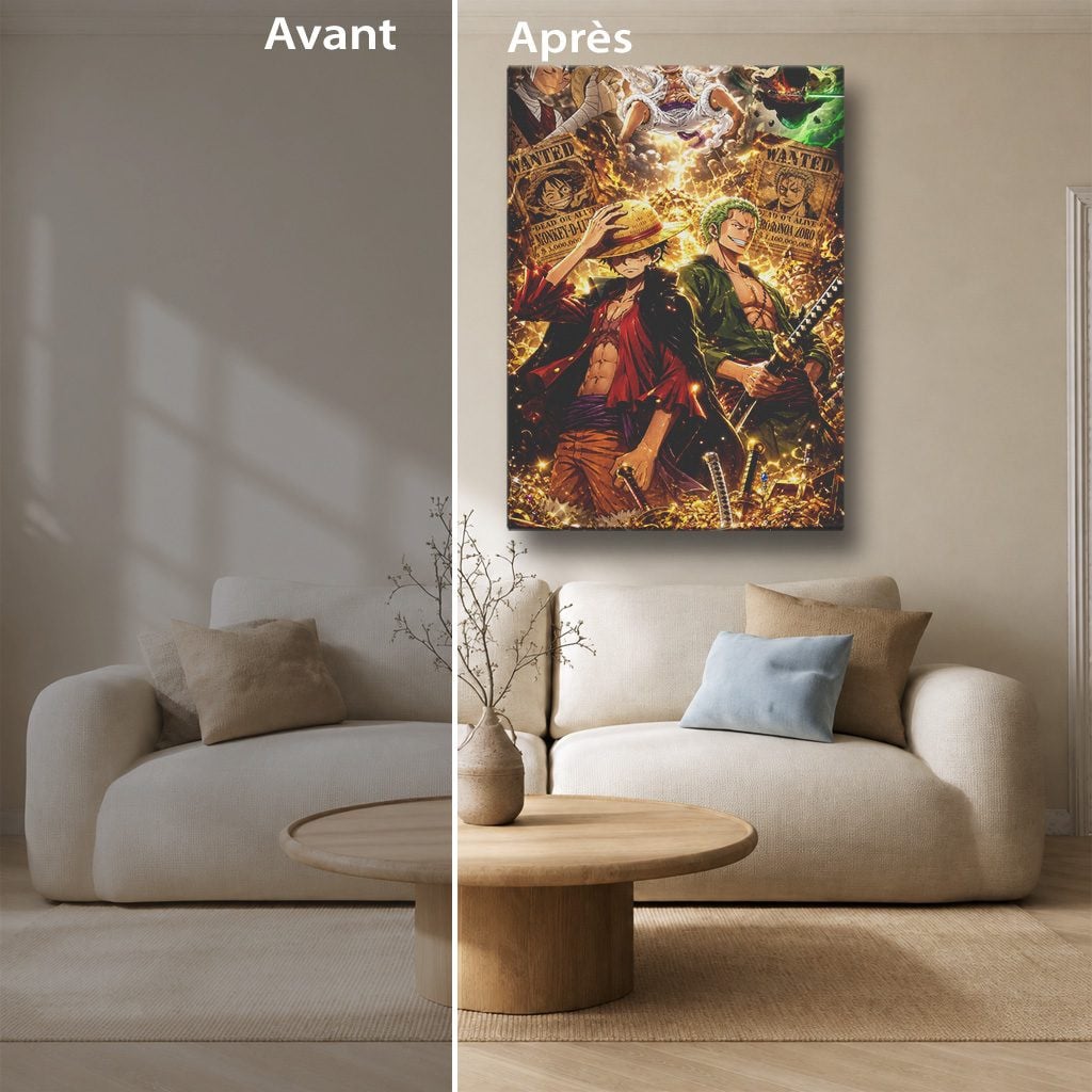 Tableau Manga Salon Luffy Zoro Wano Gear 5 Posters