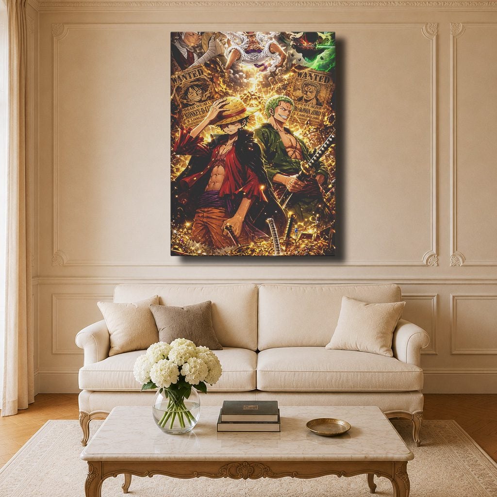 Tableau Manga Salon Luffy Zoro Wano Gear 5 Posters
