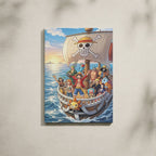 Tableau Manga Salon Thousand Sunny Voile Coucher de Soleil