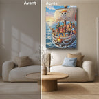 Tableau Manga Salon Thousand Sunny Voile Coucher de Soleil