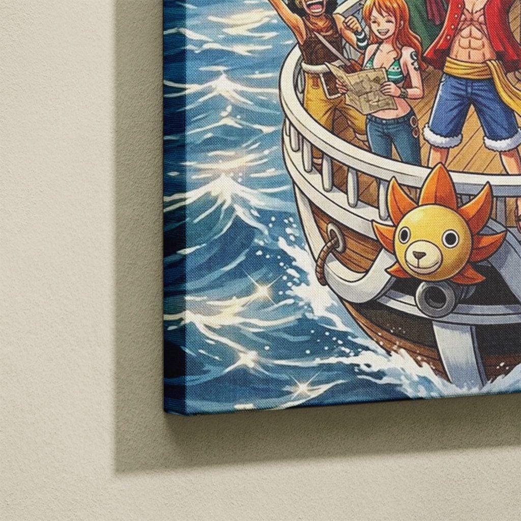 Tableau Manga Salon Thousand Sunny Voile Coucher de Soleil