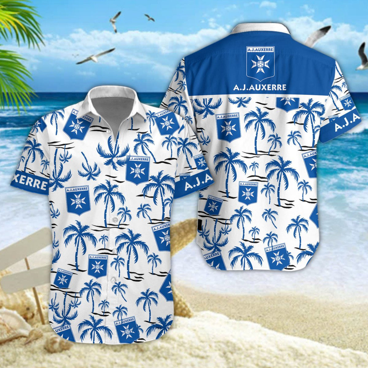 Chemise hawaïenne AJ Auxerre 01 - Chemise Aloha Ligue 1