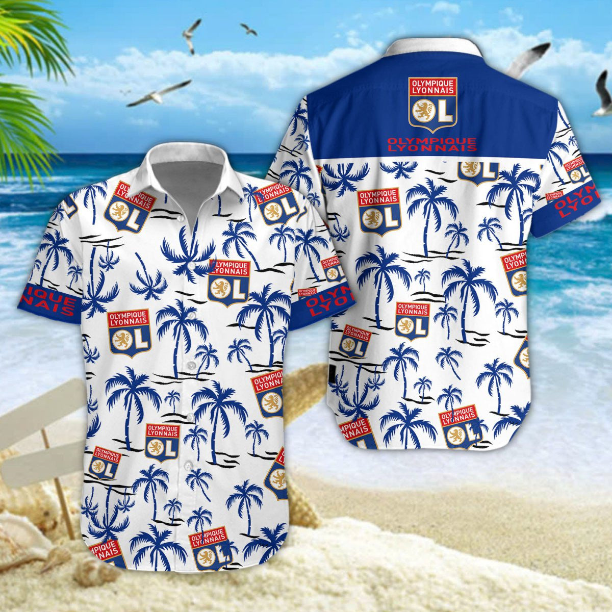 Chemise hawaïenne Olympique Lyonnais 01 - Chemise Aloha Ligue 1