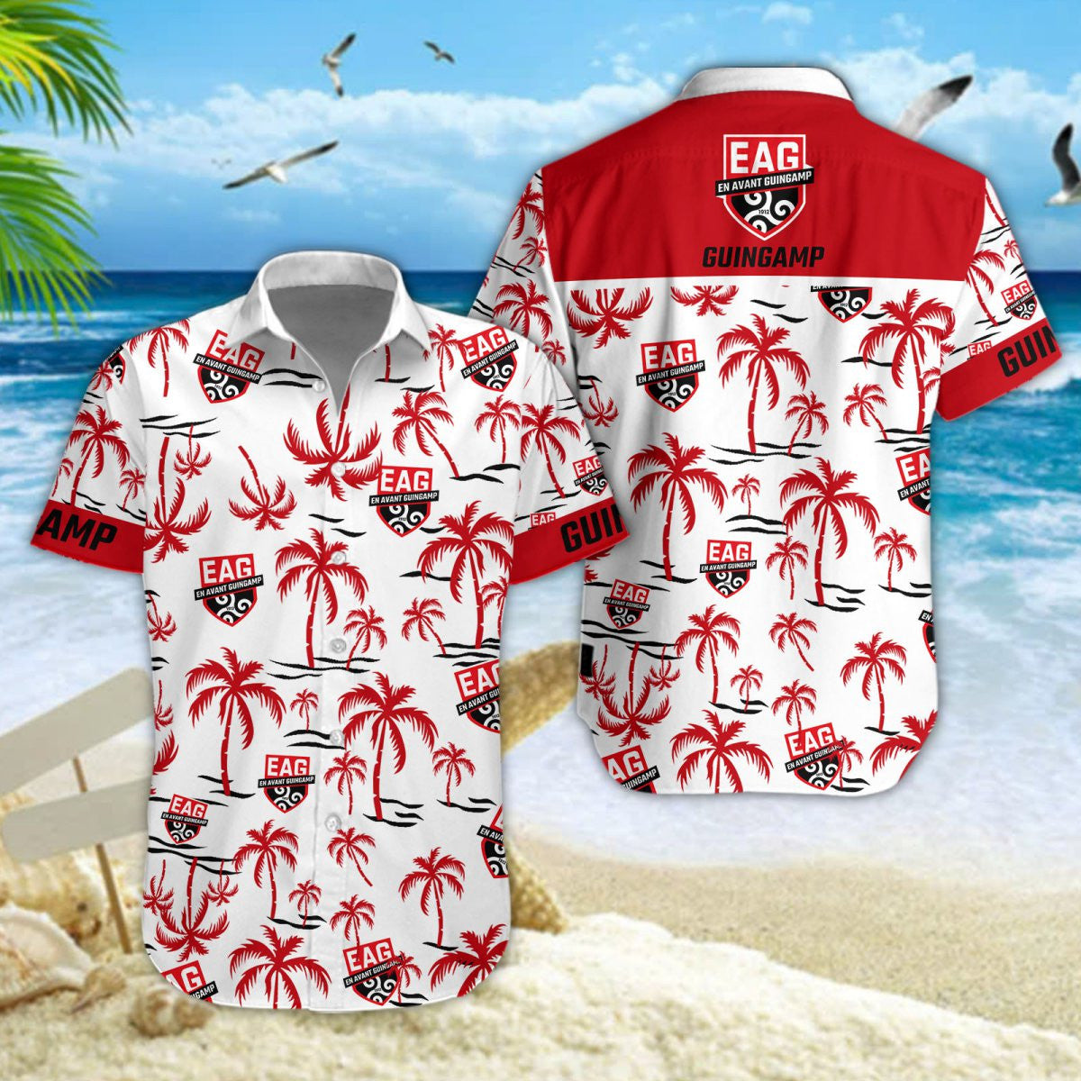 Chemise hawaïenne En Avant Guingamp 01 - Chemise Aloha Ligue 1