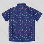Chemise Hawaïenne à Poche - Jeu Vidéo d'Arcade Style Rétro Espace Bleu