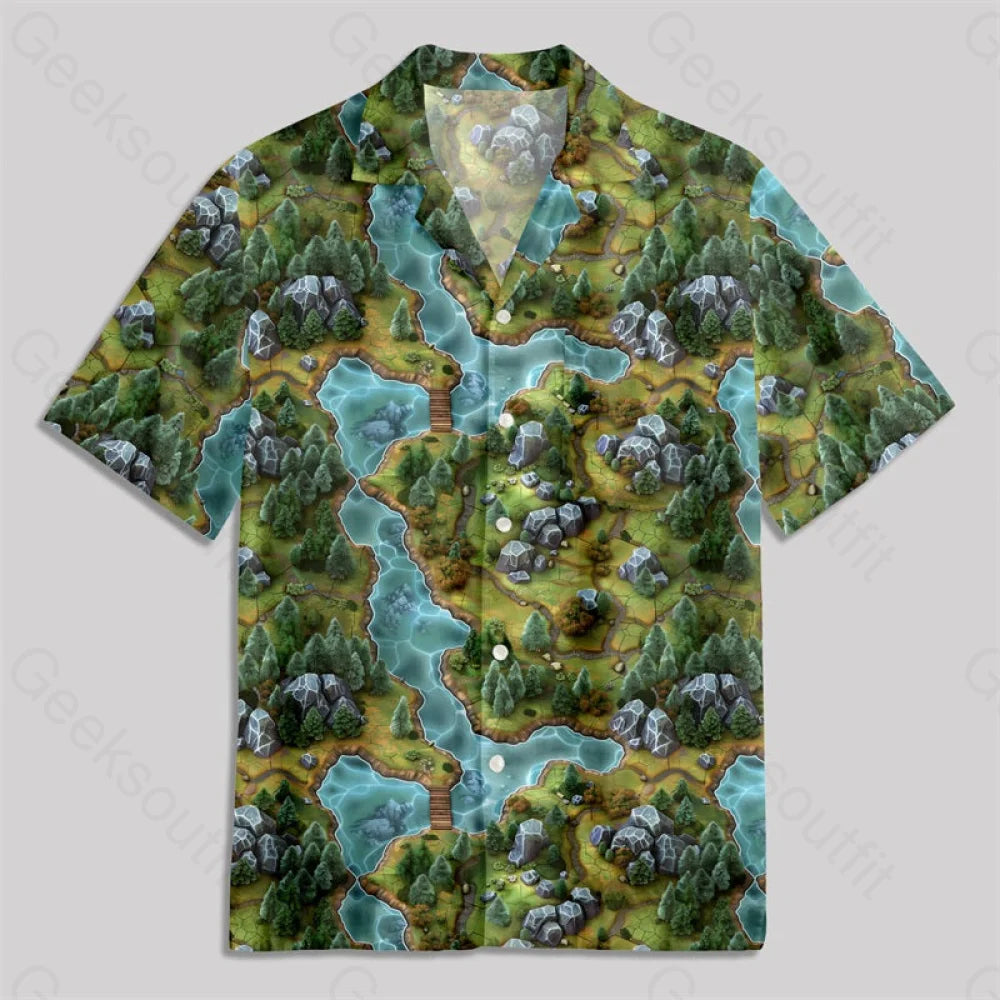 Chemise Hawaïenne à Poche - Carte de Forêt de Jeu RPG (Variante)
